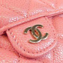  Chanel Pink Leather Timeless Classic Line Chain Wallet