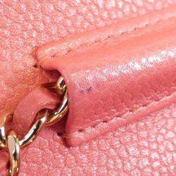  Chanel Pink Leather Timeless Classic Line Chain Wallet