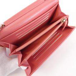  Chanel Pink Leather Timeless Classic Line Chain Wallet