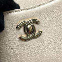 Chanel Beige Black Grained Calfskin Small Bi-Color Neo Executive Shopper Tote Bag