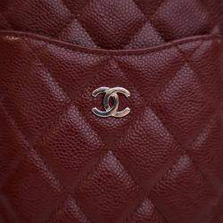 Chanel Red Caviar CC Quilted  Flat Phone Case Wallet Pouch