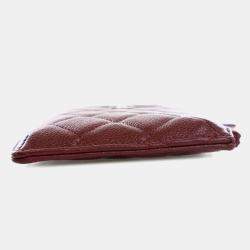 Chanel Red Caviar CC Quilted  Flat Phone Case Wallet Pouch
