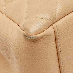 Pre Owned Chanel Beige Quilted Caviar Leather GST Shopper Tote