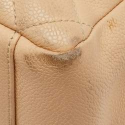 Pre Owned Chanel Beige Quilted Caviar Leather GST Shopper Tote