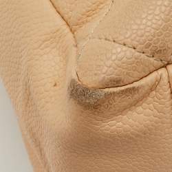 Pre Owned Chanel Beige Quilted Caviar Leather GST Shopper Tote
