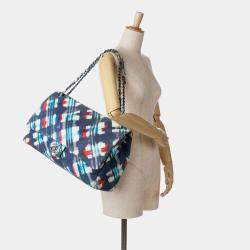 Chanel Blue XXL Printed Canvas Airline Single Flap