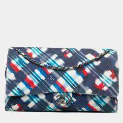 Chanel Blue XXL Printed Canvas Airline Single Flap