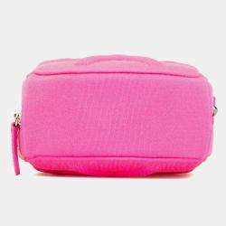 Pre Owned Chanel Hot Pink Jersey 19 Round Clutch on Chain