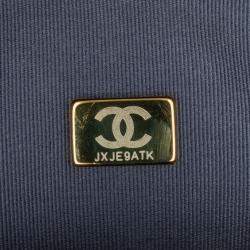 Chanel Navy Blue Small Tweed School Memory Top Handle Flap