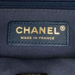Chanel Navy Blue Small Tweed School Memory Top Handle Flap