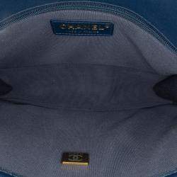 Chanel Navy Blue Small Tweed School Memory Top Handle Flap