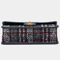 Chanel Navy Blue Small Tweed School Memory Top Handle Flap