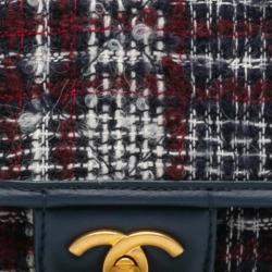 Chanel Navy Blue Small Tweed School Memory Top Handle Flap