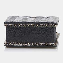 Pre Owned Chanel Black Mini Caviar Chain Around Cut Out Evening Bag