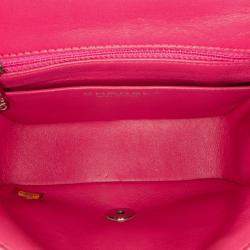 Pre Owned Chanel Pink Mini Square Classic Lambskin Single Flap