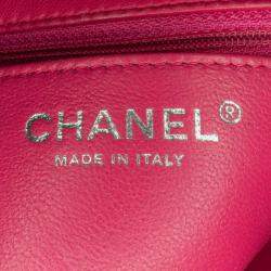Pre Owned Chanel Pink Mini Square Classic Lambskin Single Flap