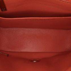 Chanel Orange Mini Square Classic Lambskin Single Flap
