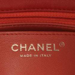 Chanel Orange Mini Square Classic Lambskin Single Flap