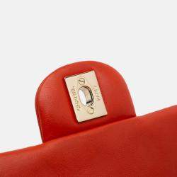 Chanel Orange Mini Square Classic Lambskin Single Flap
