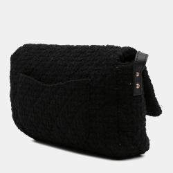 Pre Owned Chanel Black Quilted Tweed Reissue 2.55 Easy Jumbo  Messenger Bag