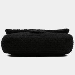 Pre Owned Chanel Black Quilted Tweed Reissue 2.55 Easy Jumbo  Messenger Bag