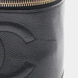 Chanel Black Leather Grained Calfskin Coco Mark Vanity Handbag