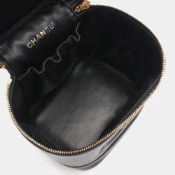 Chanel Black Leather Grained Calfskin Coco Mark Vanity Handbag