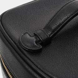Chanel Black Grained Calfskin Coco Mark Vanity Handbag