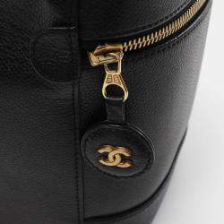 Chanel Black Grained Calfskin Coco Mark Vanity Handbag