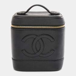 Chanel Black Grained Calfskin Coco Mark Vanity Handbag