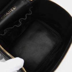 Chanel Black Grained Calfskin Coco Mark Vanity Handbag