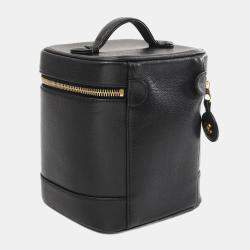 Chanel Black Grained Calfskin Coco Mark Vanity Handbag