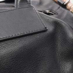 Pre Owned Chanel Black Pink Leather Fabric Tote 