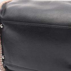 Pre Owned Chanel Black Pink Leather Fabric Tote 