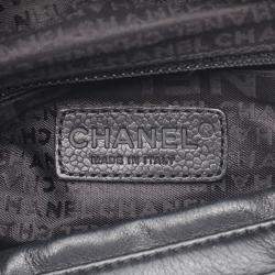 Pre Owned Chanel Black Pink Leather Fabric Tote 