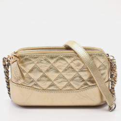 Chanel Gold Leather Coco Mark Matelasse Shoulder Chain Bag 