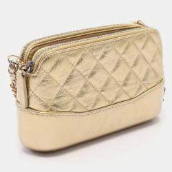 Chanel Gold Leather Coco Mark Matelasse Shoulder Chain Bag 