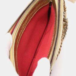 Chanel Gold Leather Coco Mark Matelasse Shoulder Chain Bag 