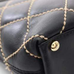 Chanel Black Leather Wild Stitch Tote Hand Bag 
