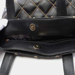 Chanel Black Leather Wild Stitch Tote Hand Bag 