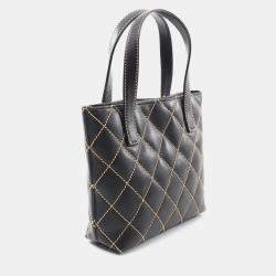 Chanel Black Leather Wild Stitch Tote Hand Bag 