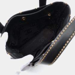 Chanel Black Leather Wild Stitch Tote Hand Bag 
