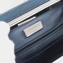 Pre Owned  Chanel Leather Navy Coco Mark Shoulder Crossbody Bag 