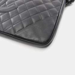 Pre Owned Chanel Black Leather Cambon Line Shoulder Crossbody Bag 