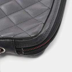 Pre Owned Chanel Black Leather Cambon Line Shoulder Crossbody Bag 