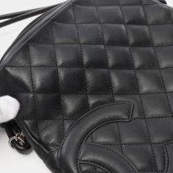 Pre Owned Chanel Black Leather Cambon Line Shoulder Crossbody Bag 