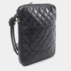 Pre Owned Chanel Black Leather Cambon Line Shoulder Crossbody Bag 