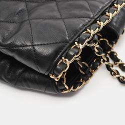Chanel Black Quilted Glazed Leather Small Chain Me Tote Bag