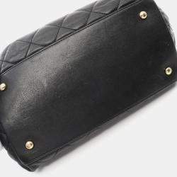 Chanel Black Quilted Glazed Leather Small Chain Me Tote Bag
