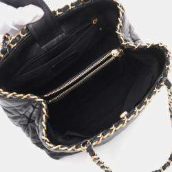Chanel Black Quilted Glazed Leather Small Chain Me Tote Bag